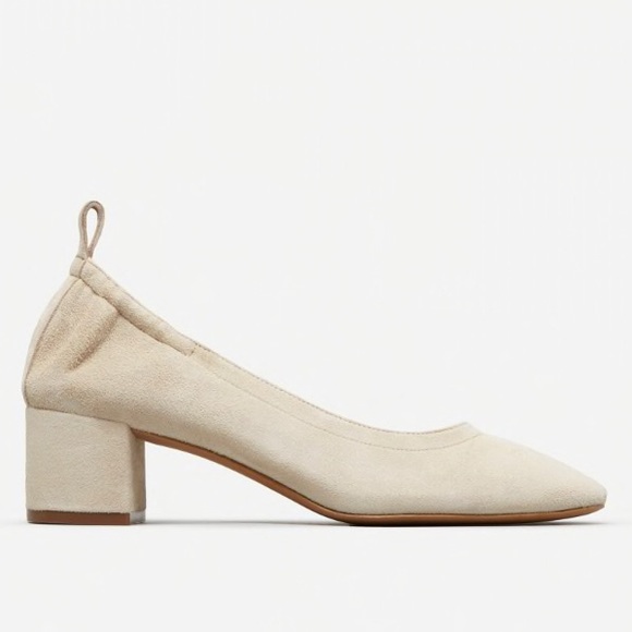 Everlane Day Heel in Bone Suede - Picture 1 of 5